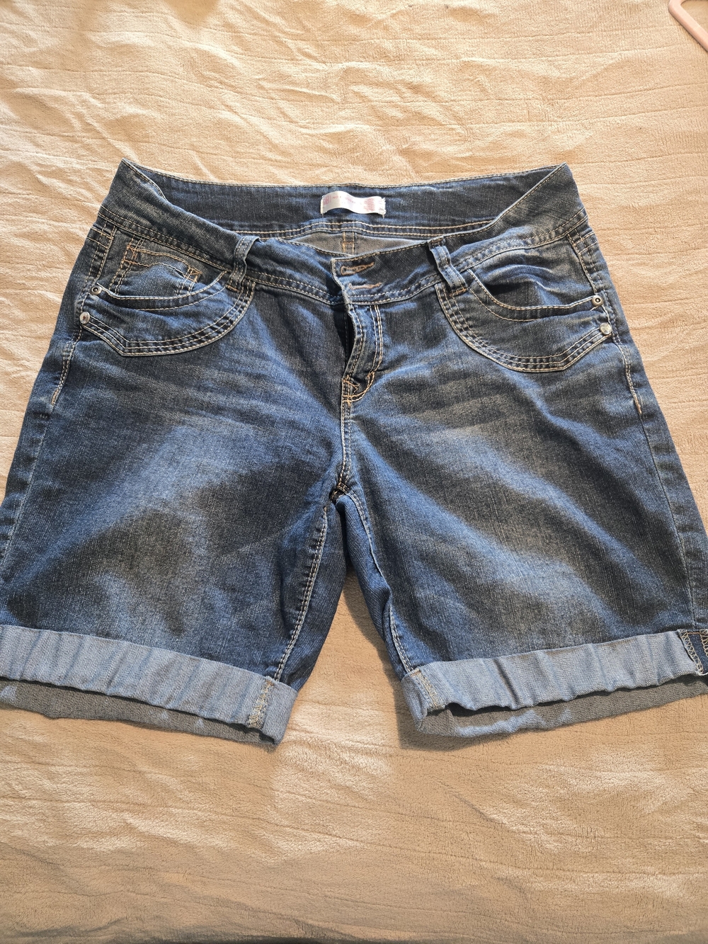 No Boundaries Blue Rolled-Hem Denim Bermuda Shorts